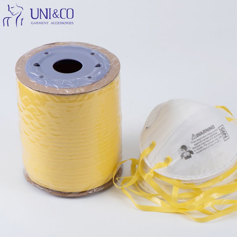 High Elasticity Yellow 6mm TPU Ear Loop Silicone Mobilon Webbing For Face Mask